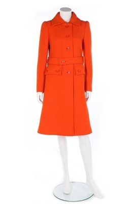 Lot 264 - A Courrèges orange wool coat, circa 1970,...