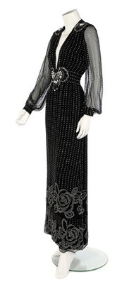 Lot 250 - A Thea Porter black chiffon dress, early 1970s,...