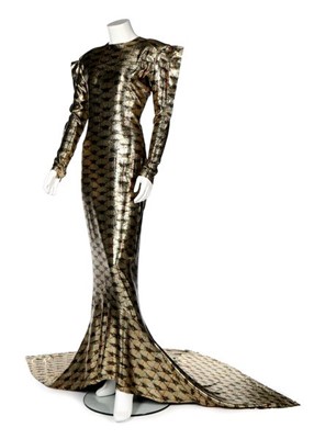 Lot 269 - An early Thierry Mugler lamé evening gown,...
