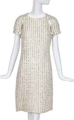 Lot 438 - A Christian Dior by Marc Bohan haute couture white silk and sequin cocktail dress, Autumn-Winter 1966-67