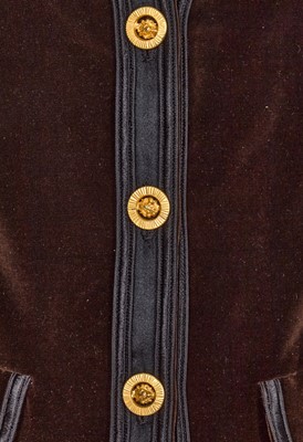 Lot 53 - A Chanel haute couture brown velvet jacket, 1970s
