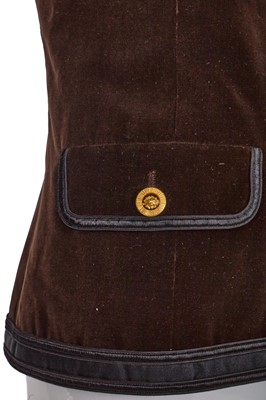 Lot 53 - A Chanel haute couture brown velvet jacket, 1970s