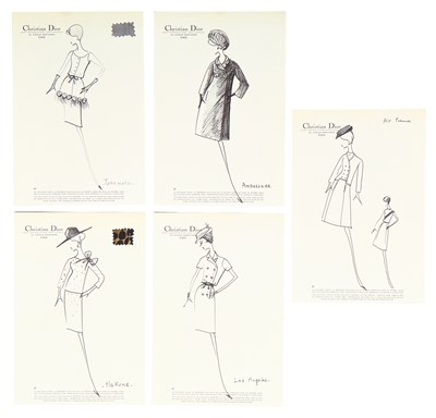 Lot 450 - Christian Dior by Marc Bohan haute couture studio fashion sketches, 1961-62