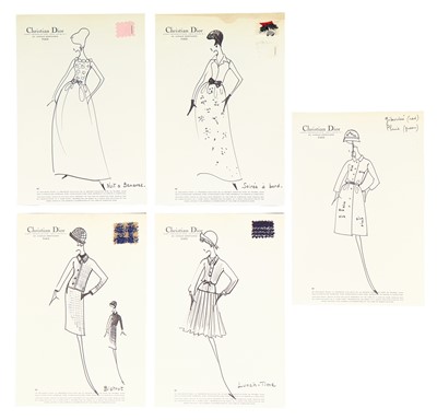 Lot 449 - Christian Dior by Marc Bohan haute couture studio fashion sketches, 1961-62