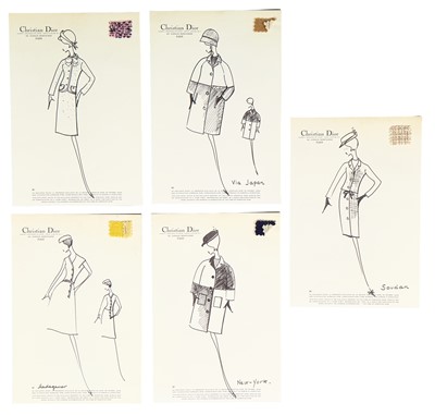 Lot 444 - Christian Dior by Marc Bohan haute couture studio fashion sketches, early 1960s