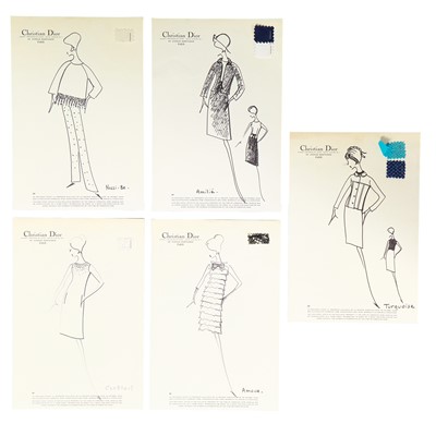 Lot 448 - Christian Dior by Marc Bohan haute couture studio fashion sketches, early 1960s