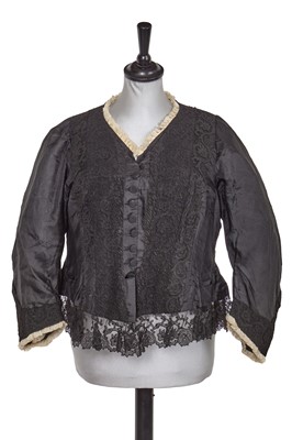 Lot 524 - Queen Victoria's black silk and lace mourning bodice, circa 1890