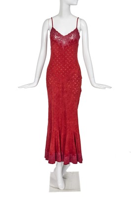 Lot 308 - A Christian Dior by John Galliano cherry red suede dress, 'Sportswear' collection, Autumn-Winter 1999-2000
