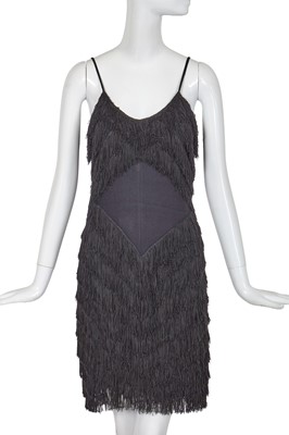 Lot 327 - A Christian Dior by John Galliano black fringed crepe cocktail dress, circa 1998