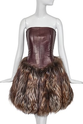 Lot 145 - An Alexander McQueen leather and fur dress, 'In Memory of Elizabeth Howe, Salem 1692' or 'Witches of Salem' collection, Autumn-Winter 2007-08