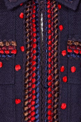 Lot 27 - A Chanel by Karl Lagerfeld navy blue bouclé wool suit, Autumn-Winter 1997-98