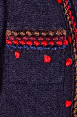 Lot 27 - A Chanel by Karl Lagerfeld navy blue bouclé wool suit, Autumn-Winter 1997-98