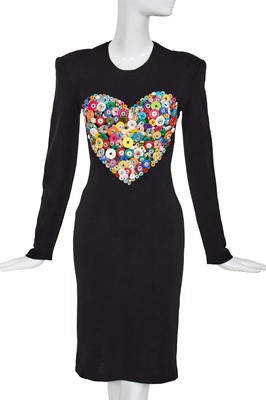 Lot 378 - A Patrick Kelly wool and plastic 'Button Heart' dress, Autumn-Winter 1986-87