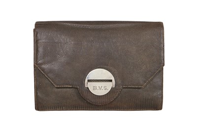 Lot 498 - An Hermès taupe lizard skin evening purse, 1930s