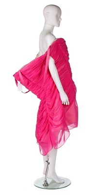 Lot 329 - A Martin Margiela shocking pink draped chiffon...