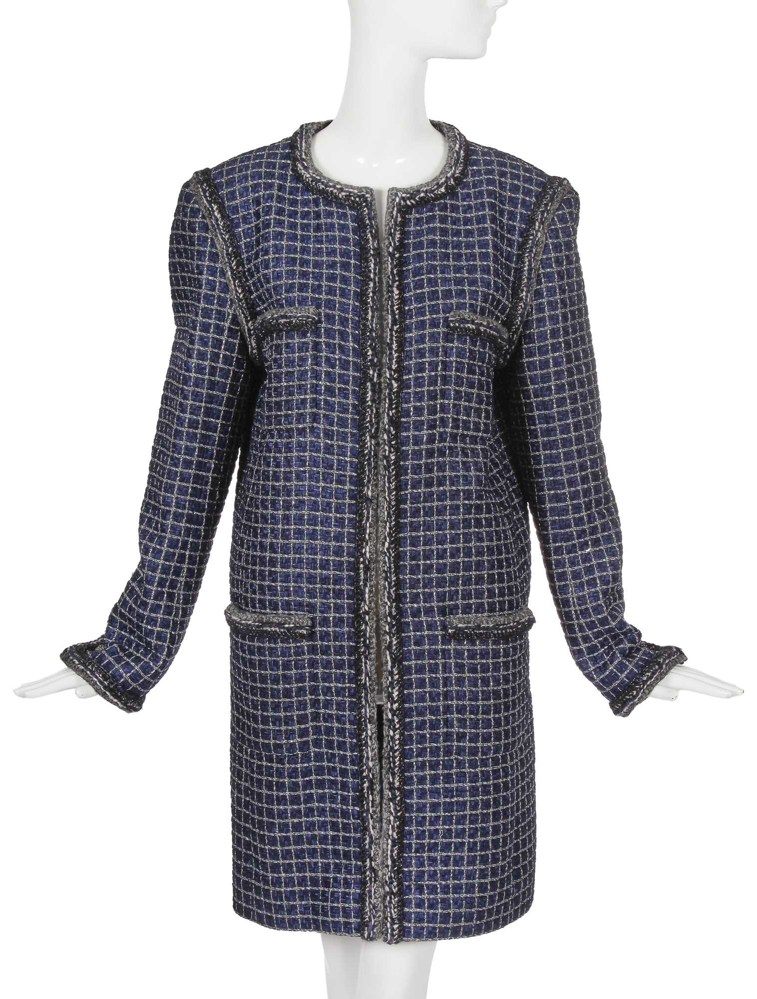 Lot 7 - A Chanel by Karl Lagerfeld navy tweed coat, 'Paris Cosmopolite' collection, Metiers d'Art, Pre-Fall 2017