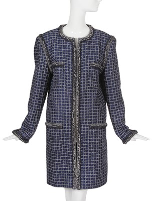 Lot 7 - A Chanel by Karl Lagerfeld navy tweed coat, 'Paris Cosmopolite' collection, Metiers d'Art, Pre-Fall 2017