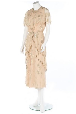 Lot 259 - A Thea Porter brocaded chiffon cocktail dress,...