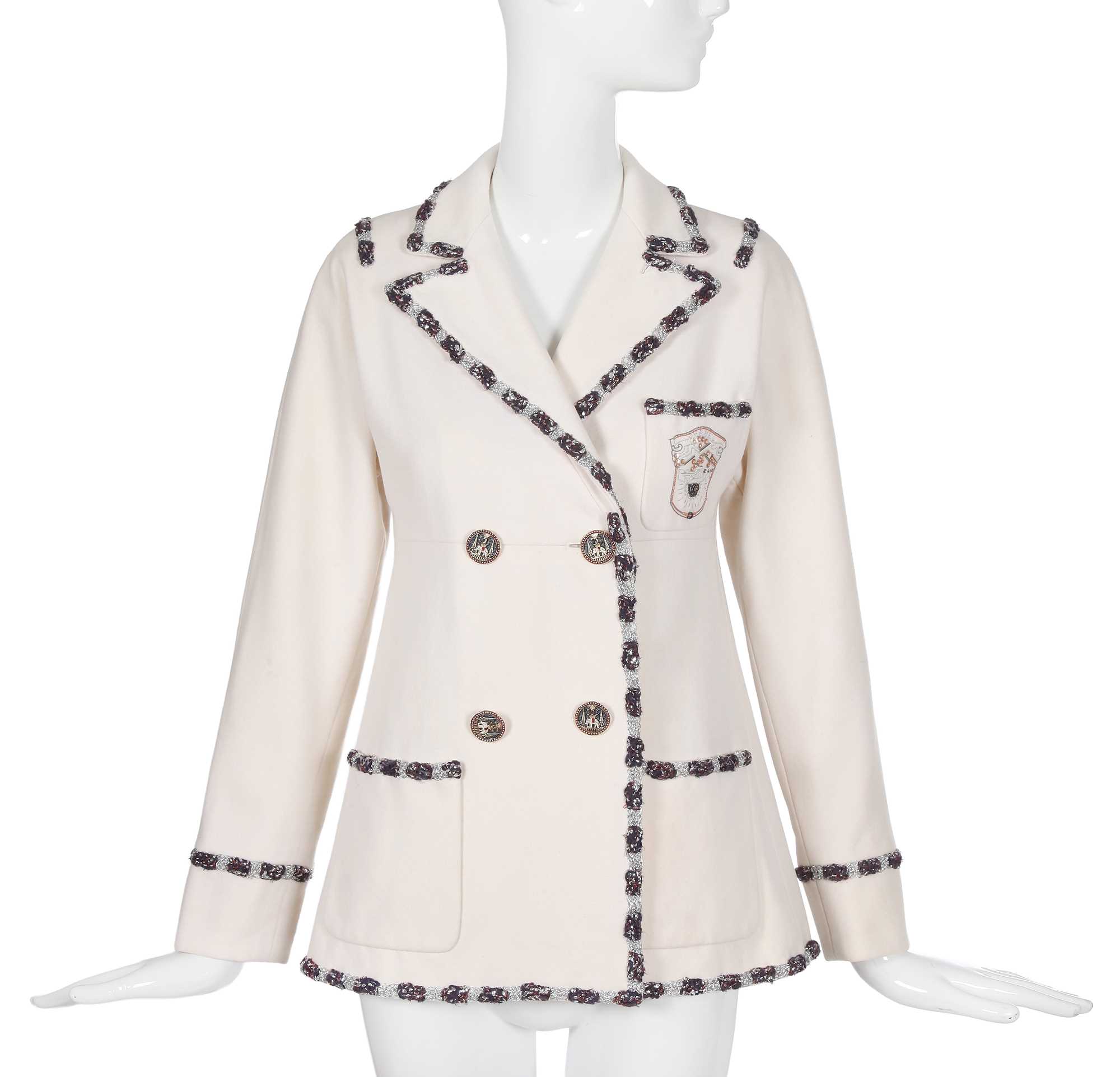 Lot 27 - A Chanel by Karl Lagerfeld ivory wool blazer, 'Paris-Bombay' collection, Métiers d'Art, Pre-Fall 2012