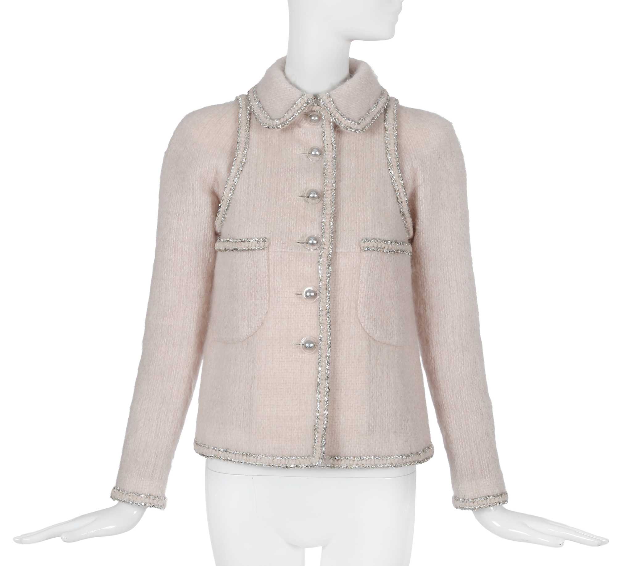 Lot 5 - A Chanel by Karl Lagerfeld pink mohair tweed jacket, 'Eiffel Tower' collection, Autumn-Winter 2017-18