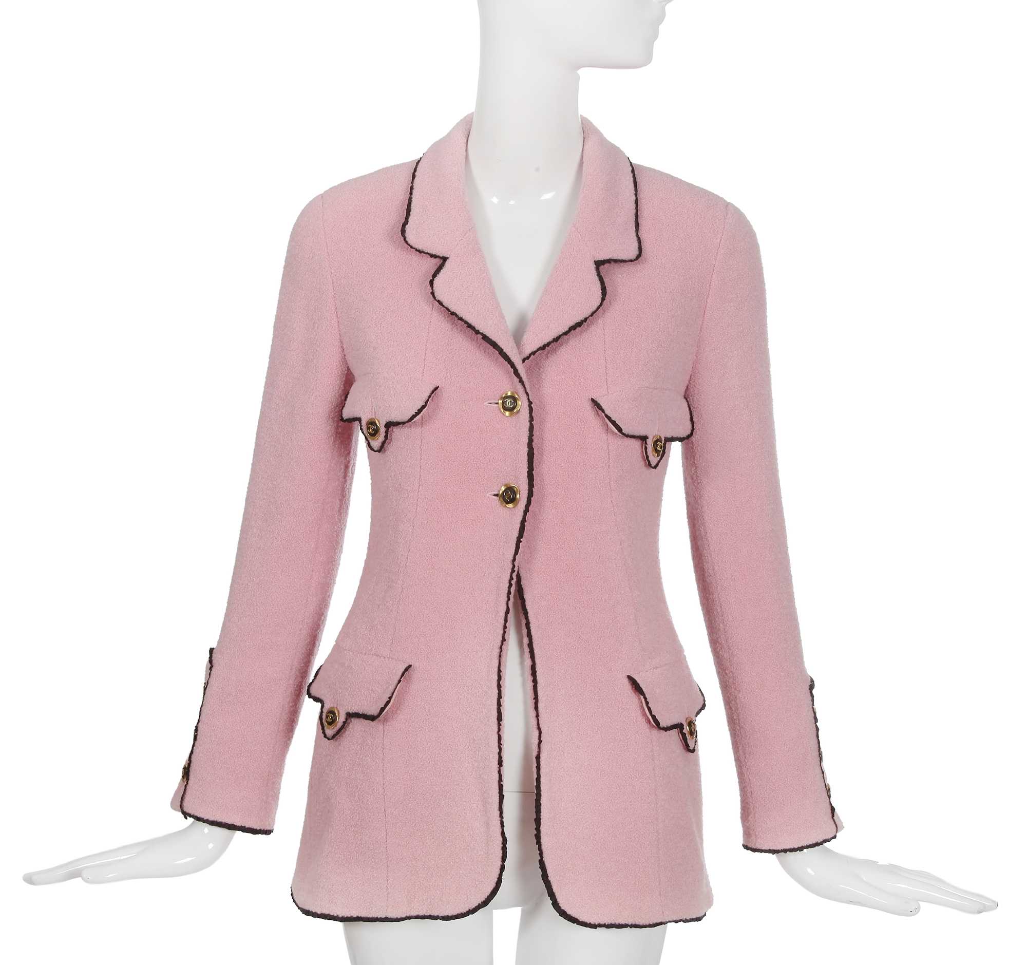 Lot 78 - A Chanel by Karl Lagerfeld pink bouclé wool jacket, Cruise collection, 1994