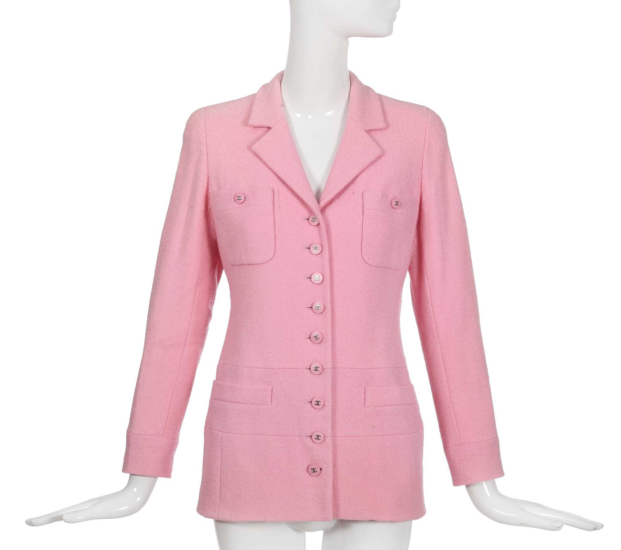 Lot 80 - A Chanel by Karl Lagerfeld pink tweed jacket, Spring-Summer 1996