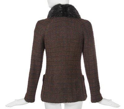 Lot 46 - A Chanel by Karl Lagerfeld brown and black tweed and fur jacket, circa 2010