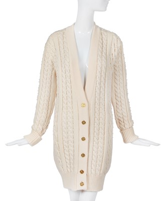 Lot 76 - A Chanel by Karl Lagerfeld cream cable-knit wool cardigan, 1990s