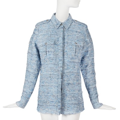 Lot 19 - A Chanel by Karl Lagerfeld sky-blue tweed jacket, circa 2014