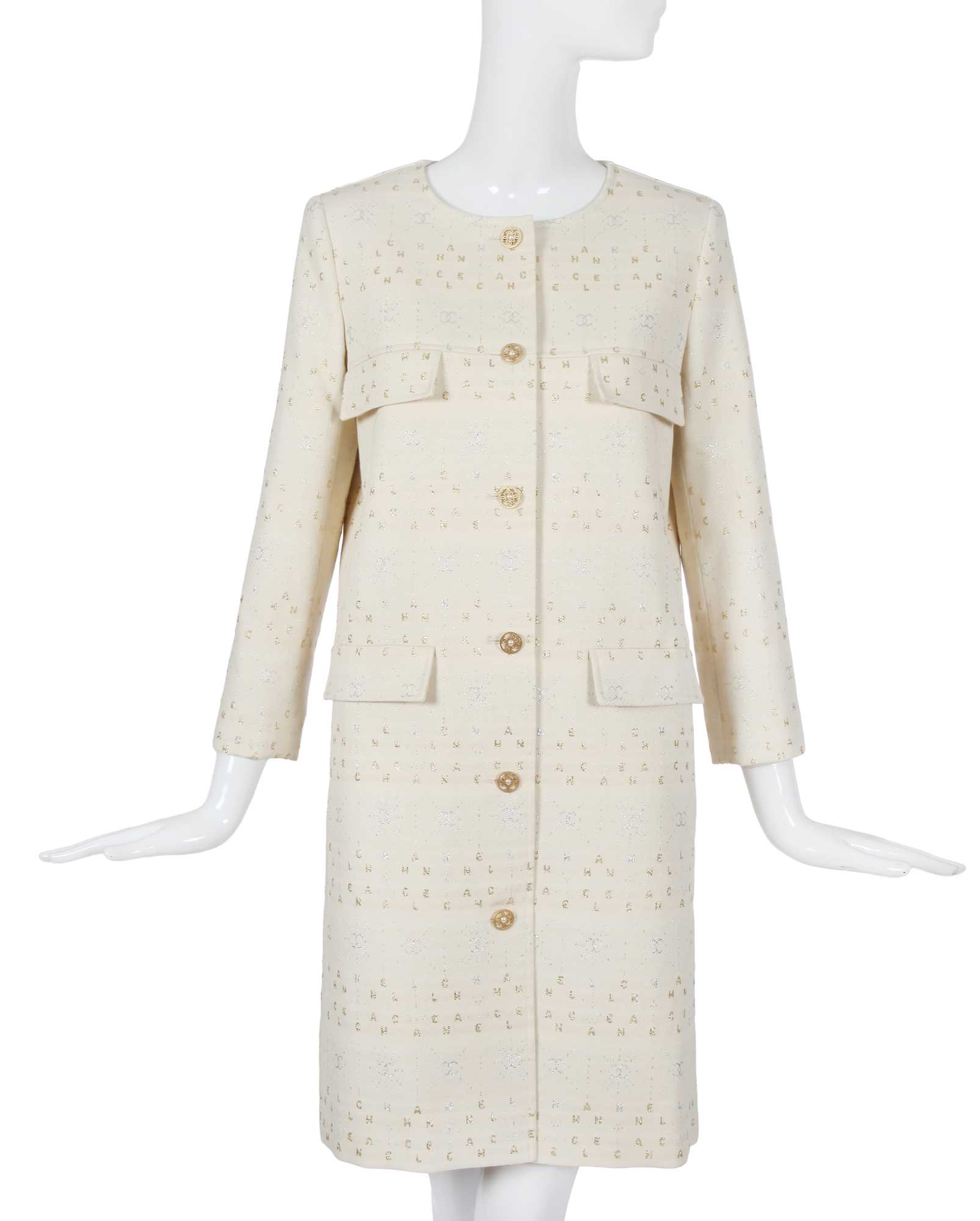 Lot 70 - A Chanel by Karl Lagerfeld cream wool blend coat, Autumn-Winter 2001-02