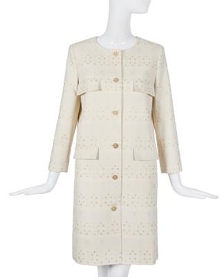 Lot 70 - A Chanel by Karl Lagerfeld cream wool blend coat, Autumn-Winter 2001-02