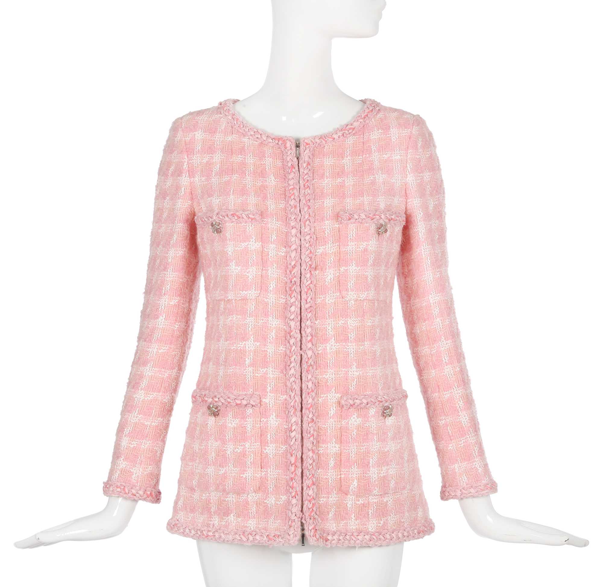 Lot 14 - A Chanel by Karl Lagerfeld pink and white tweed jacket, 'Supermarket' collection, Autumn-Winter 2014-15