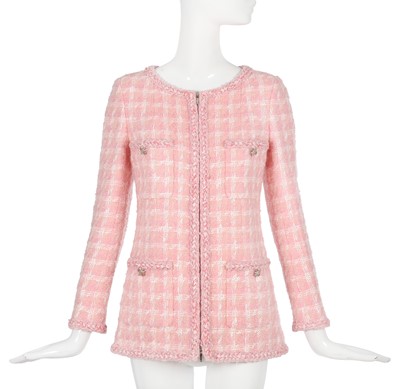 Lot 14 - A Chanel by Karl Lagerfeld pink and white tweed jacket, 'Supermarket' collection, Autumn-Winter 2014-15