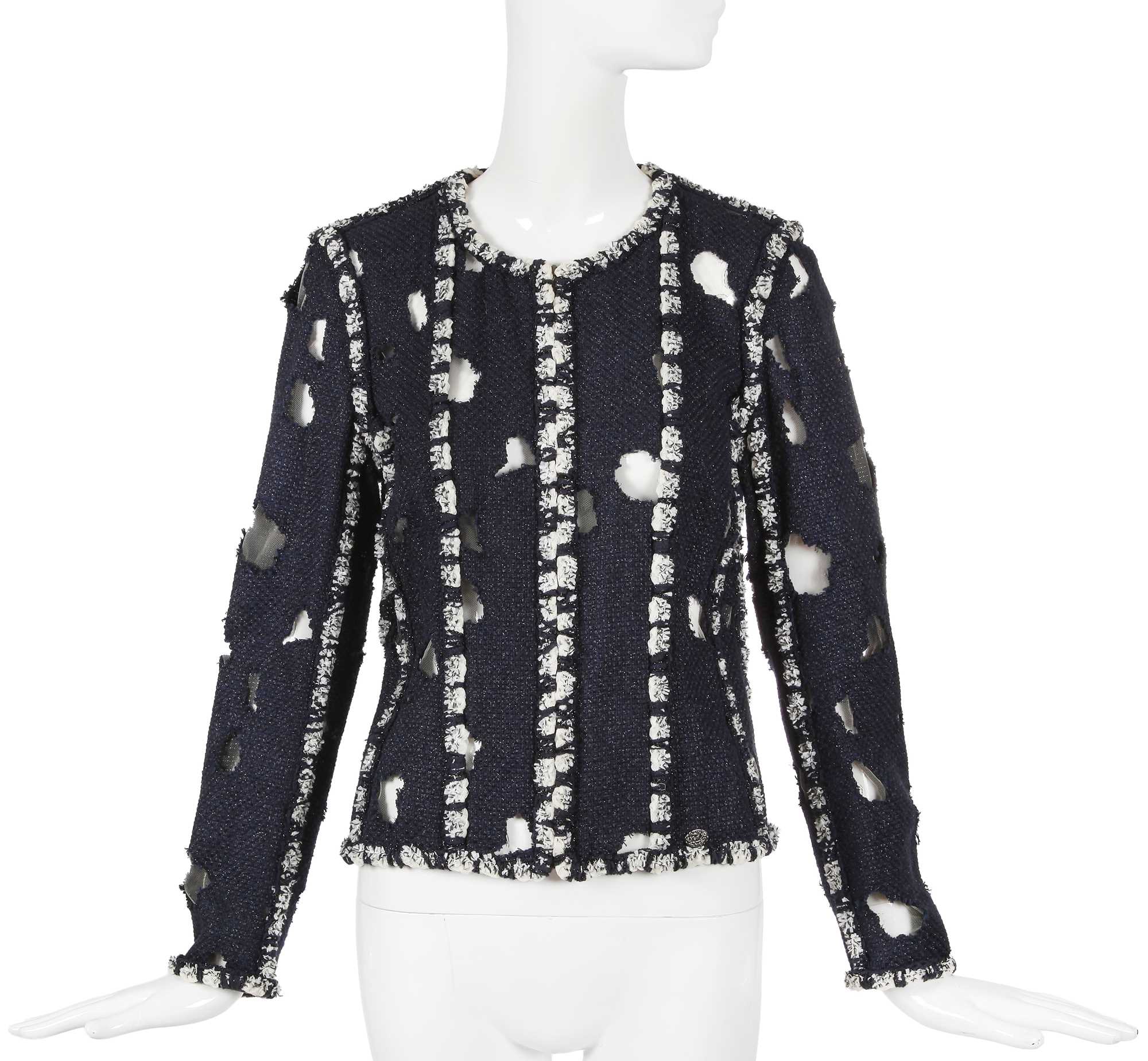 Lot 31 - A Chanel by Karl Lagerfeld blue fantasy tweed jacket, Spring-Summer 2011