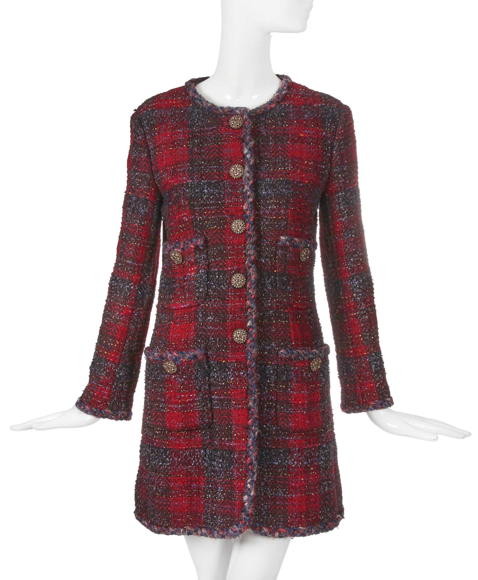 Lot 25 - A Chanel by Karl Lagerfeld burgundy tweed jacket, 'Paris-Edinburgh' collection, Métiers d'Art, Pre-Fall 2013