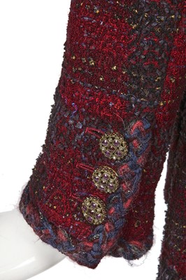 Lot 25 - A Chanel by Karl Lagerfeld burgundy tweed jacket, 'Paris-Edinburgh' collection, Métiers d'Art, Pre-Fall 2013