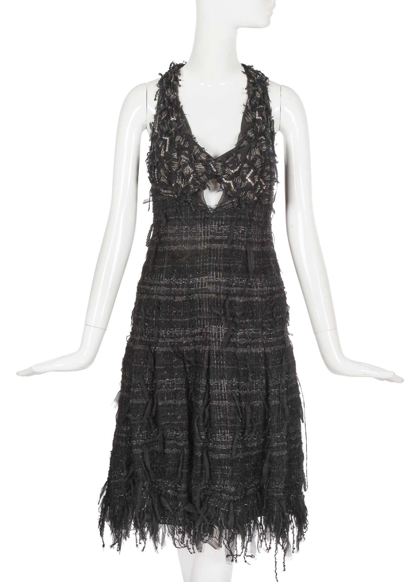 Lot 66 - A Chanel by Karl Lagerfeld embellished black tweed cocktail dress, Autumn-Winter 2005-06