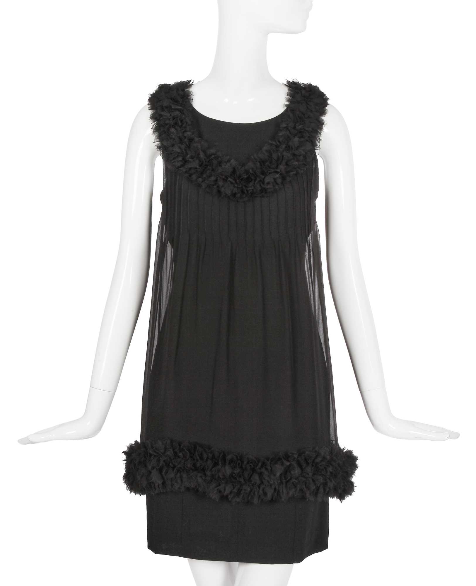 Lot 59 - A Chanel by Karl Lagerfeld black crêpe and chiffon cocktail dress, Autumn-Winter 2006-07