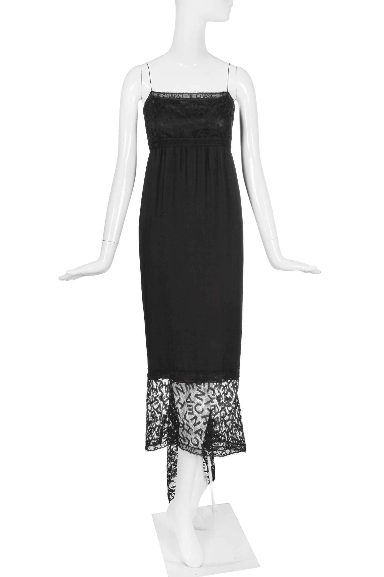 Lot 73 - A Chanel by Karl Lagerfeld black lace and chiffon evening dress, Autumn-Winter 1998-99