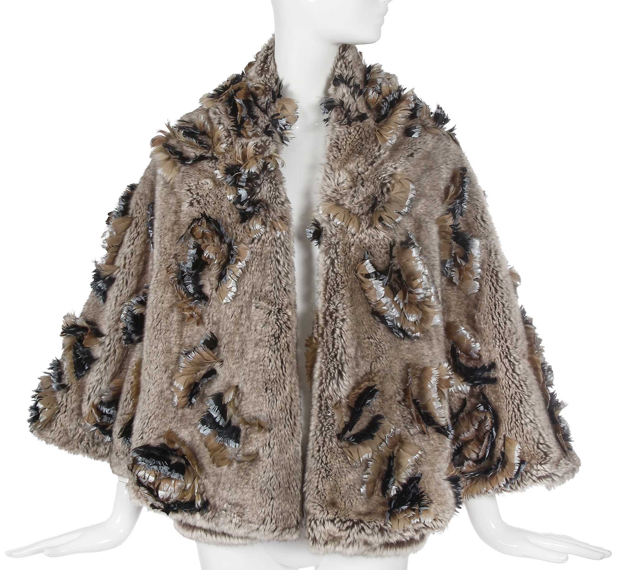 Lot 1 - A Chanel by Karl Lagerfeld faux fur and feather cape, Autumn-Winter 2018-19