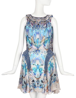 Lot 126 - An Alexander McQueen blue reptile and moth print dress, 'Plato's Atlantis' collection, Spring-Summer 2010