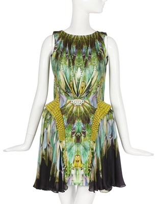 Lot 127 - An Alexander McQueen green reptile and moth print dress, 'Plato's Atlantis' collection, Spring-Summer 2010