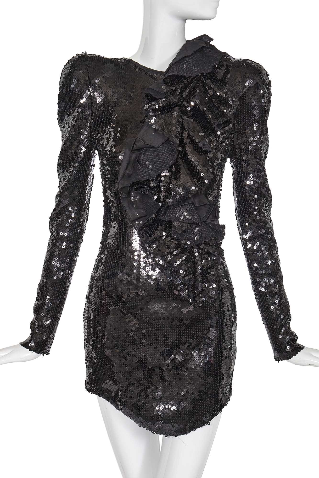 Lot 66 - A Miley Cyrus-worn Francesco Scognamiglio haute couture black sequined cocktail dress, Spring-Summer 2019
