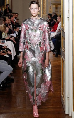 Lot 63 - A Björk-worn Francesco Scognamiglio haute couture embellished silver lamé coat, Spring-Summer 2017