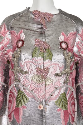 Lot 63 - A Björk-worn Francesco Scognamiglio haute couture embellished silver lamé coat, Spring-Summer 2017