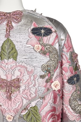 Lot 63 - A Björk-worn Francesco Scognamiglio haute couture embellished silver lamé coat, Spring-Summer 2017