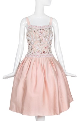 Lot 167 - A Pierre Balmain haute couture by Erik Mortensen embroidered pink silk cocktail dress, early 1980s