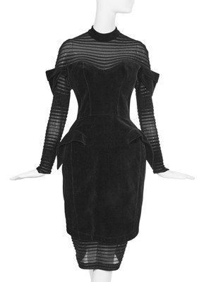Lot 192 - A Thierry Mugler black stretch velvet cocktail dress, 'Les 20 Ans' collection, Autumn-Winter 1995-96