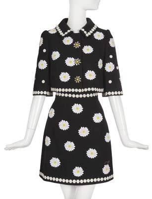 Lot 131 - A Dolce & Gabbana black moss crêpe daisy suit, Spring-Summer 2016