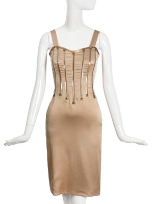 Lot 136 - A Dolce & Gabbana champagne silk cocktail dress, Autumn-Winter 2007-08